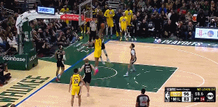 别以为能得分！波蒂斯反击空篮被内史密斯飞帽 哈利伯顿反击2+1！